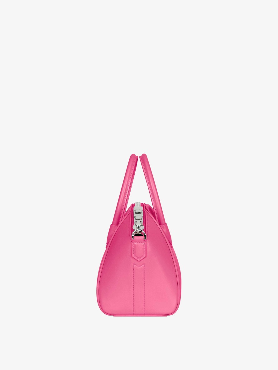 Donne Givenchy Antigona | Mini Borsa Antigona In Pelle Box Rosa Fluo