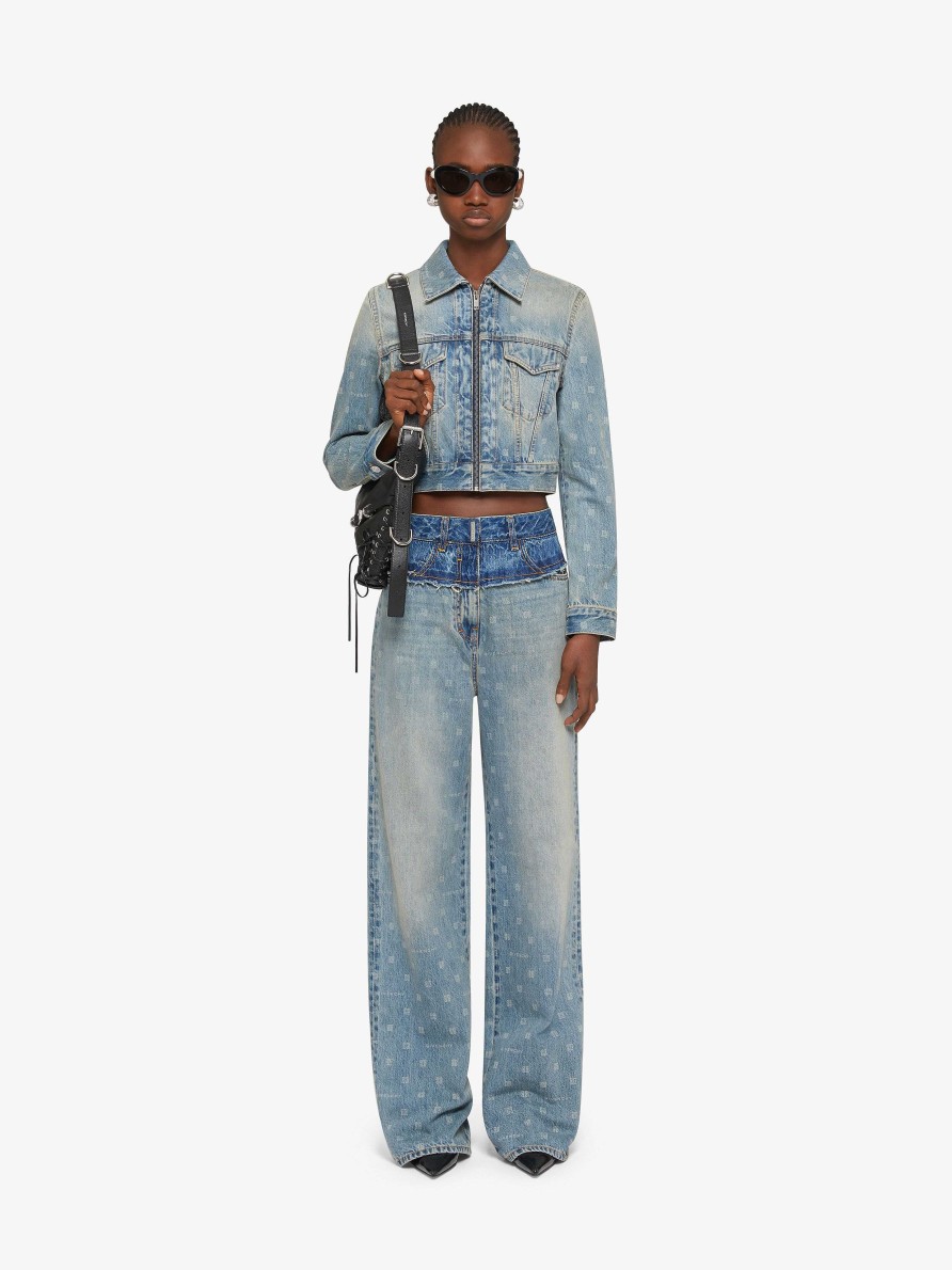 Donne Givenchy Pantaloni | Jeans Oversize In Denim Misto Givenchy 4G Blu Medio