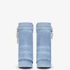 Donne Givenchy Stivali E Stivaletti | Stivaletti Shark Lock In Denim Lavato Blu Medio