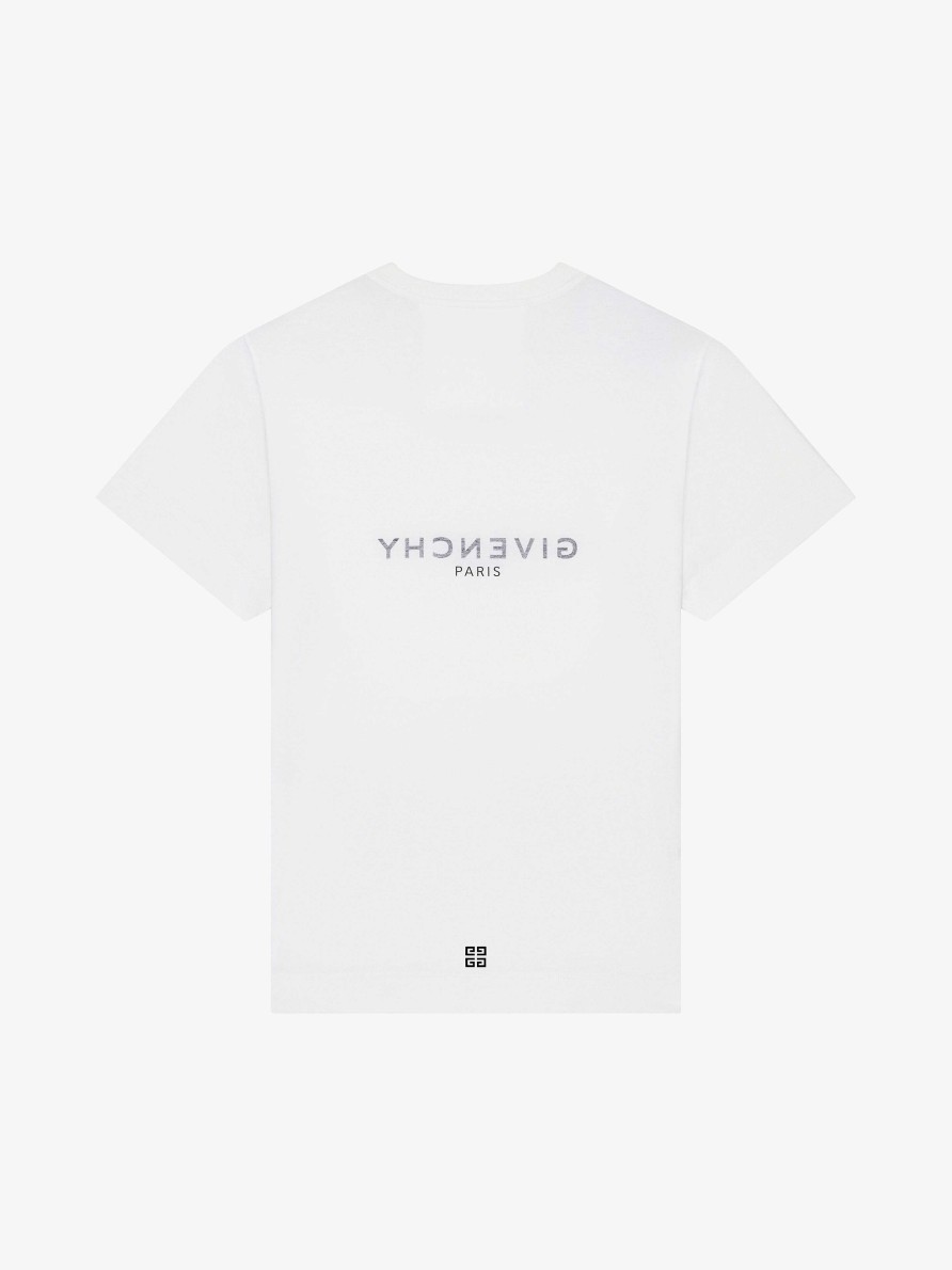 Uomini Givenchy Magliette | T-Shirt Reverse Slim Fit Di Givenchy In Cotone Bianco