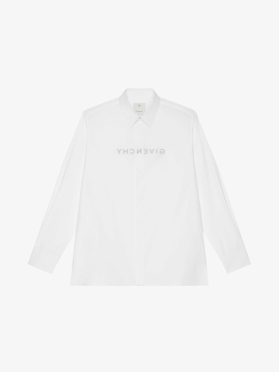 Uomini Givenchy Camicie | Camicia Reverse Di Givenchy In Popeline Bianco