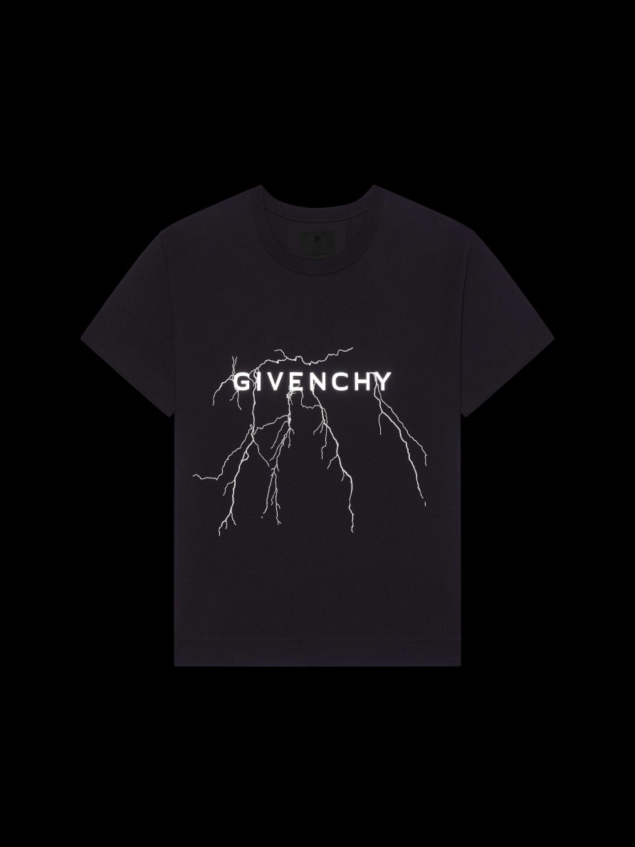 Uomini Givenchy Magliette | T-Shirt Boxy Fit In Cotone Con Grafica Riflettente Nero