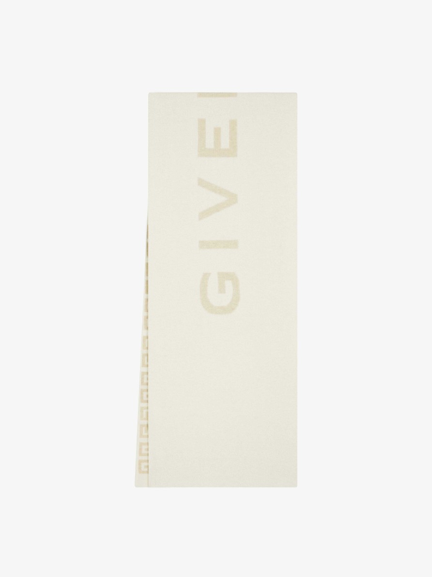 Donne Givenchy Sciarpe | Sciarpa Double Face Givenchy 4G In Lana E Cashmere Bianco/Ecru