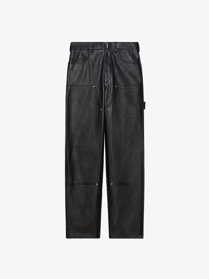 Uomini Givenchy Pantaloni | Pantaloni Da Carpentiere In Pelle Nero