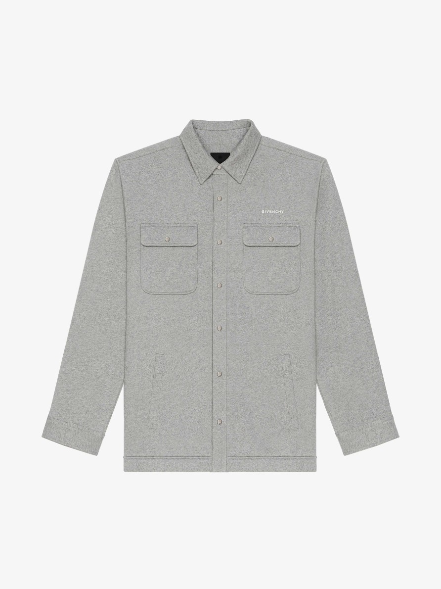 Uomini Givenchy Camicie | Camicia In Pile Grigio Chiaro Melange