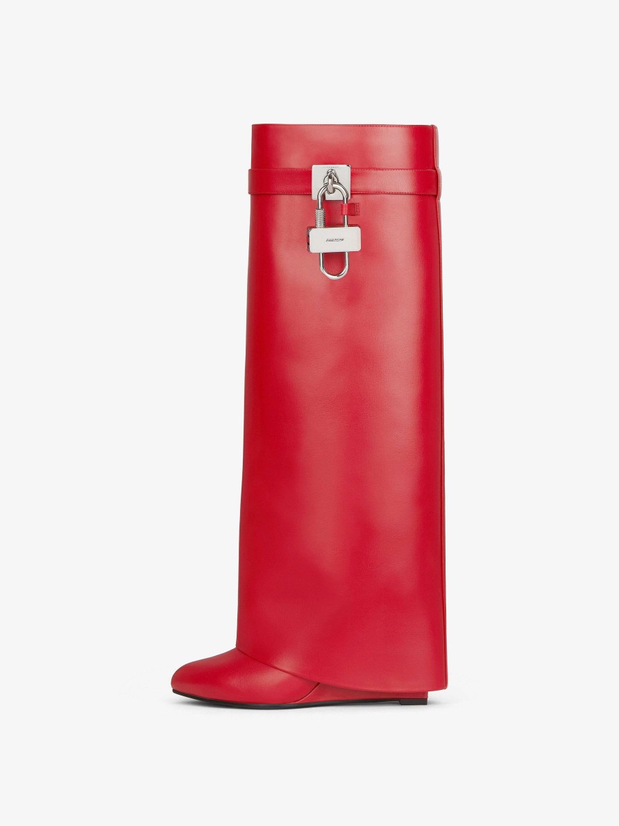 Donne Givenchy Stivali E Stivaletti | Stivali Shark Lock In Pelle Rosso