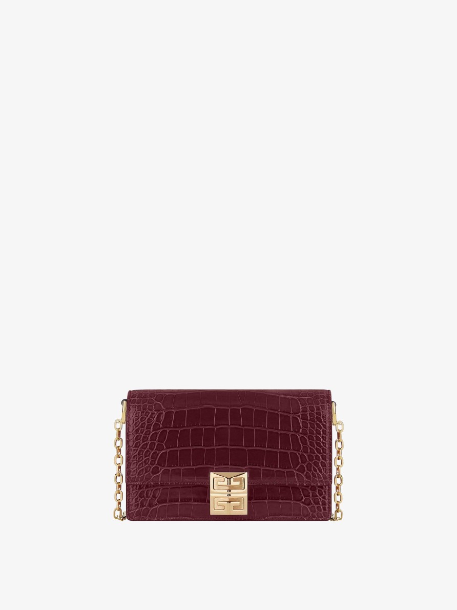 Donne Givenchy 4G | Borsa Piccola 4G In Coccodrillo Con Catena Rosso Sangue Di Bue