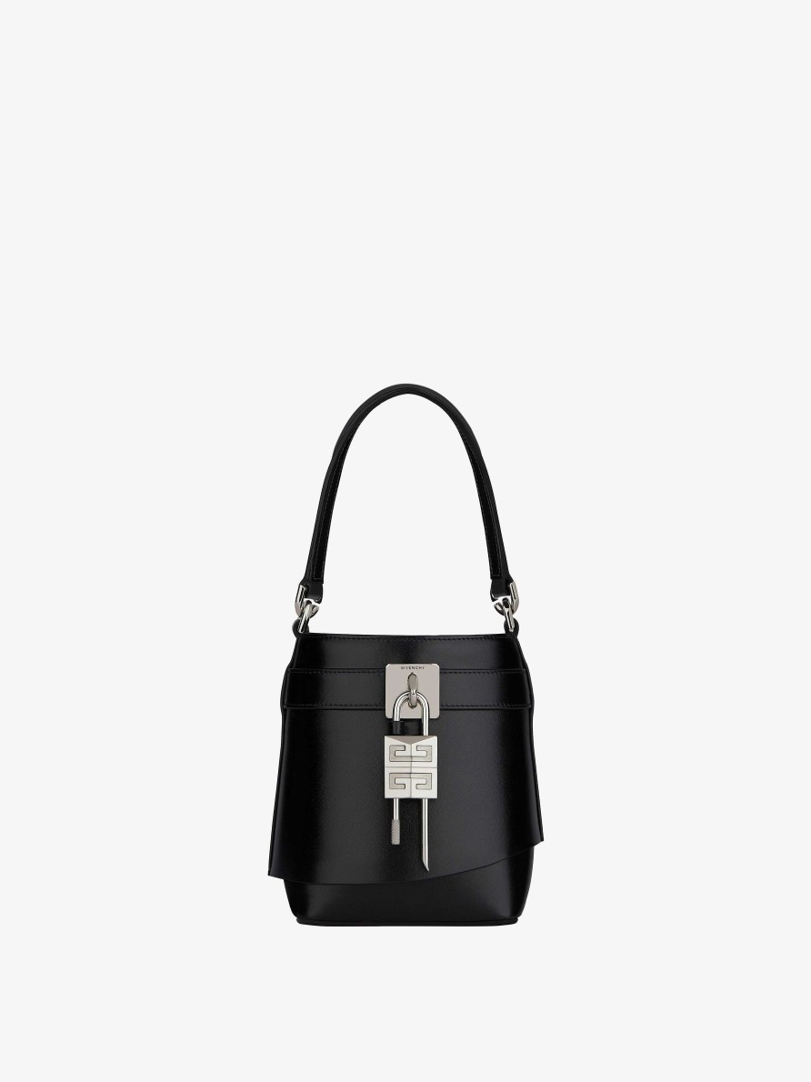 Donne Givenchy Borse Mini E Micro | Borsa A Secchiello Con Chiusura Micro Shark In Pelle Box Nero