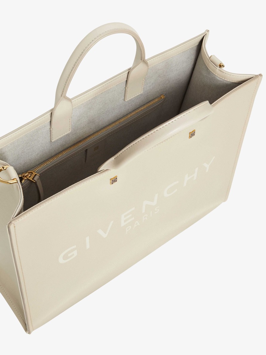 Donne Givenchy Borsa G | Borsa Shopping G-Tote Media In Pelle Beige Naturale