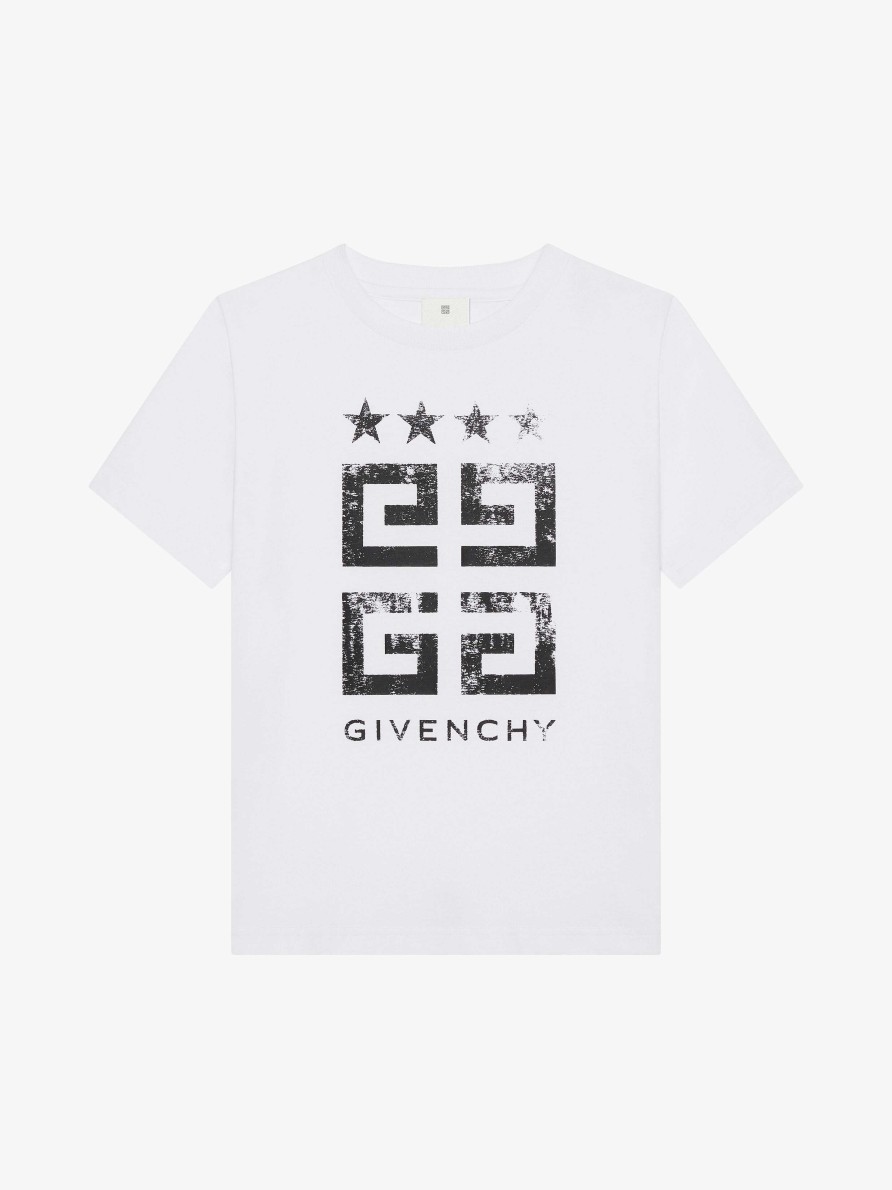 Uomini Givenchy Ragazzo (Da 4 A 12 Anni) | T-Shirt 4G Stelle In Cotone Bianco