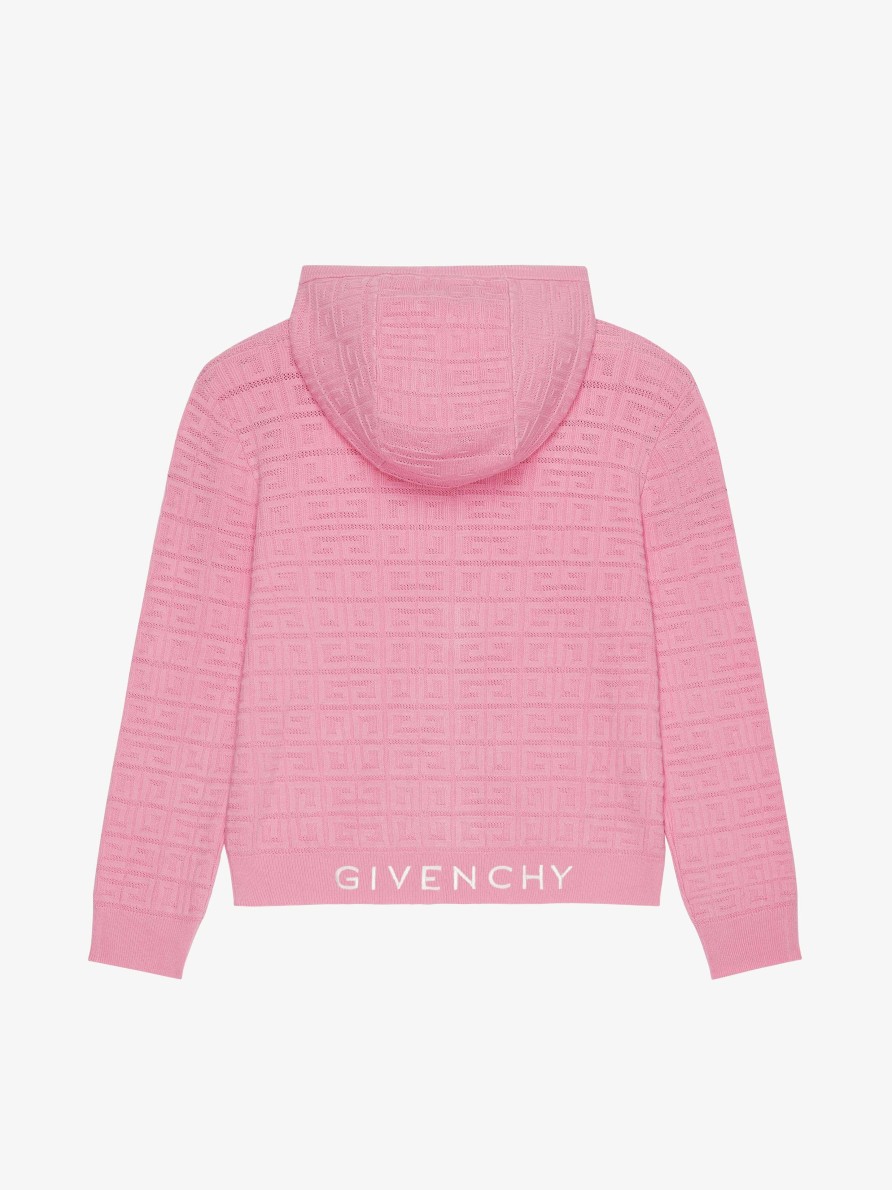 Donne Givenchy Ragazza (Da 4 A 12 Anni) | Cardigan Con Cappuccio In Jacquard 4G Rosa Confetto