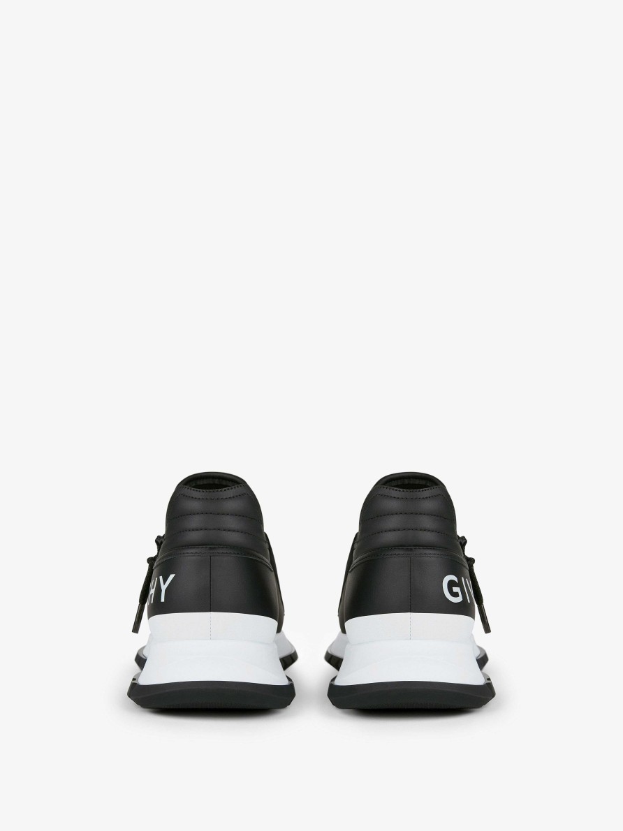 Uomini Givenchy Scarpe Da Ginnastica | Sneakers Spectre Runner In Pelle Con Zip Nero Bianco