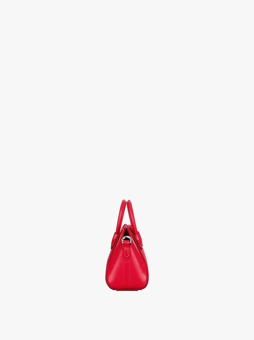 Donne Givenchy Borse Mini E Micro | Borsa Micro Antigona In Pelle Box Rosso