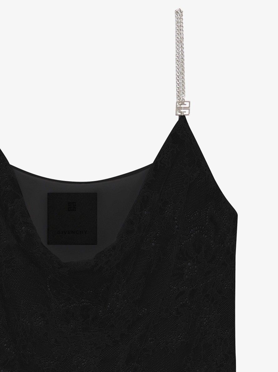 Donne Givenchy Top E Camicie | Top In Pizzo Con Dettaglio Catena Nero