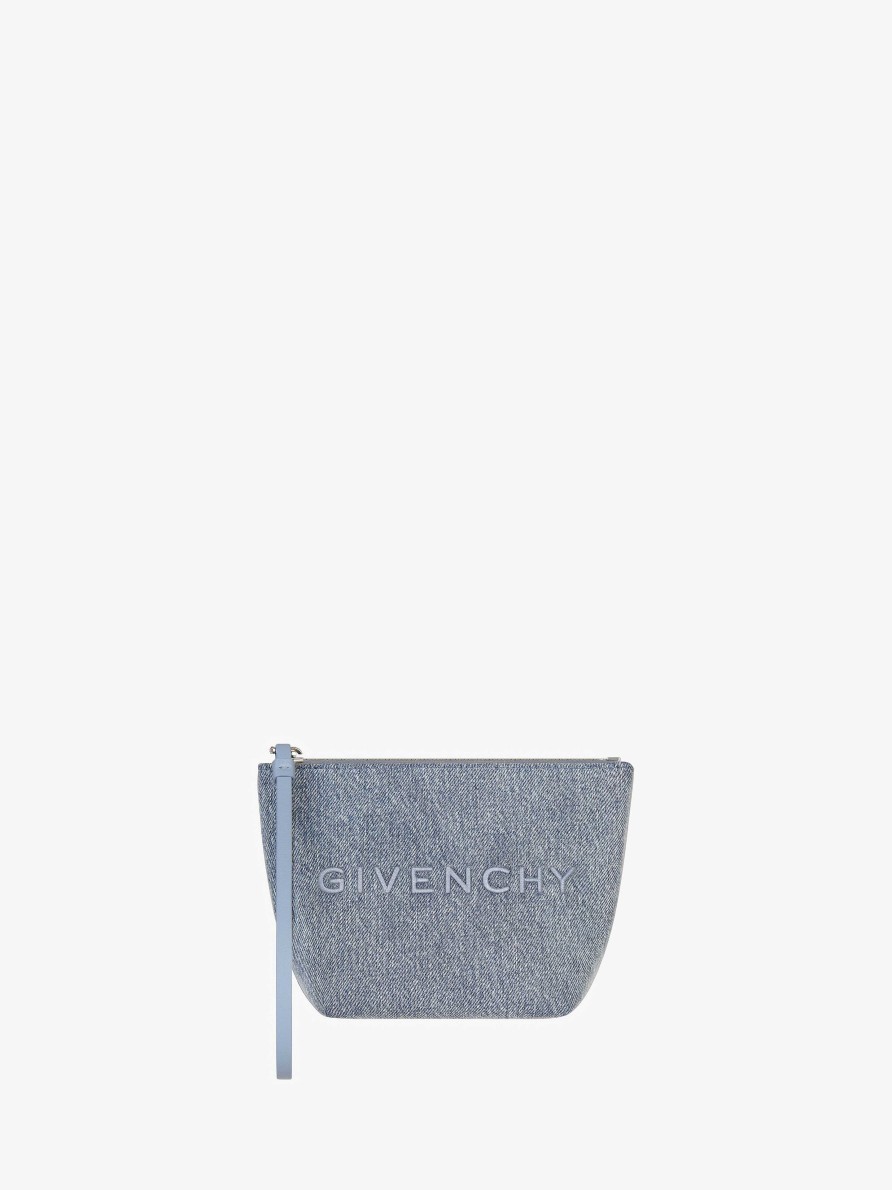 Donne Givenchy Piccola Pelletteria | Mini Pochette Givenchy In Denim Blu Medio