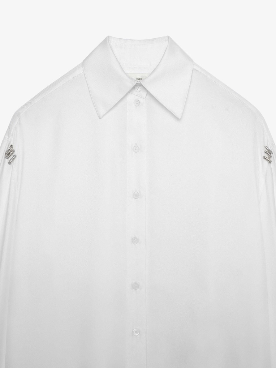 Donne Givenchy Top E Camicie | Camicia In Seta Con Cristalli Bianco