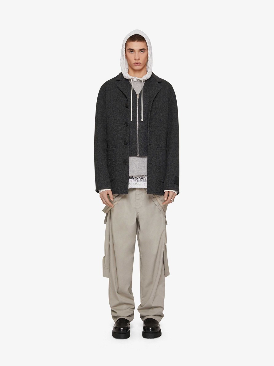 Uomini Givenchy Pantaloni | Tuta Casual In Cotone Grigio Pietra