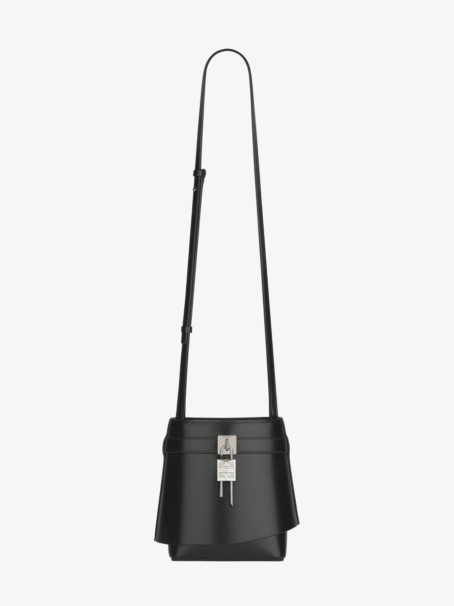 Donne Givenchy Borse Mini E Micro | Borsa A Secchiello Con Chiusura Shark In Pelle Box Nero