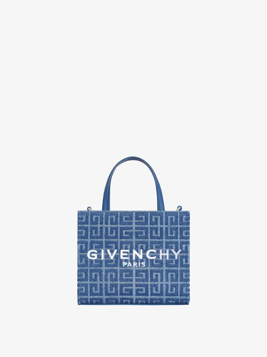 Donne Givenchy Borsa G | Borsa Shopping Mini G-Tote In Denim 4G Blu Medio