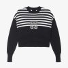 Donne Givenchy Maglieria | Maglione Cropped 4G In Cotone Con Righe Nero