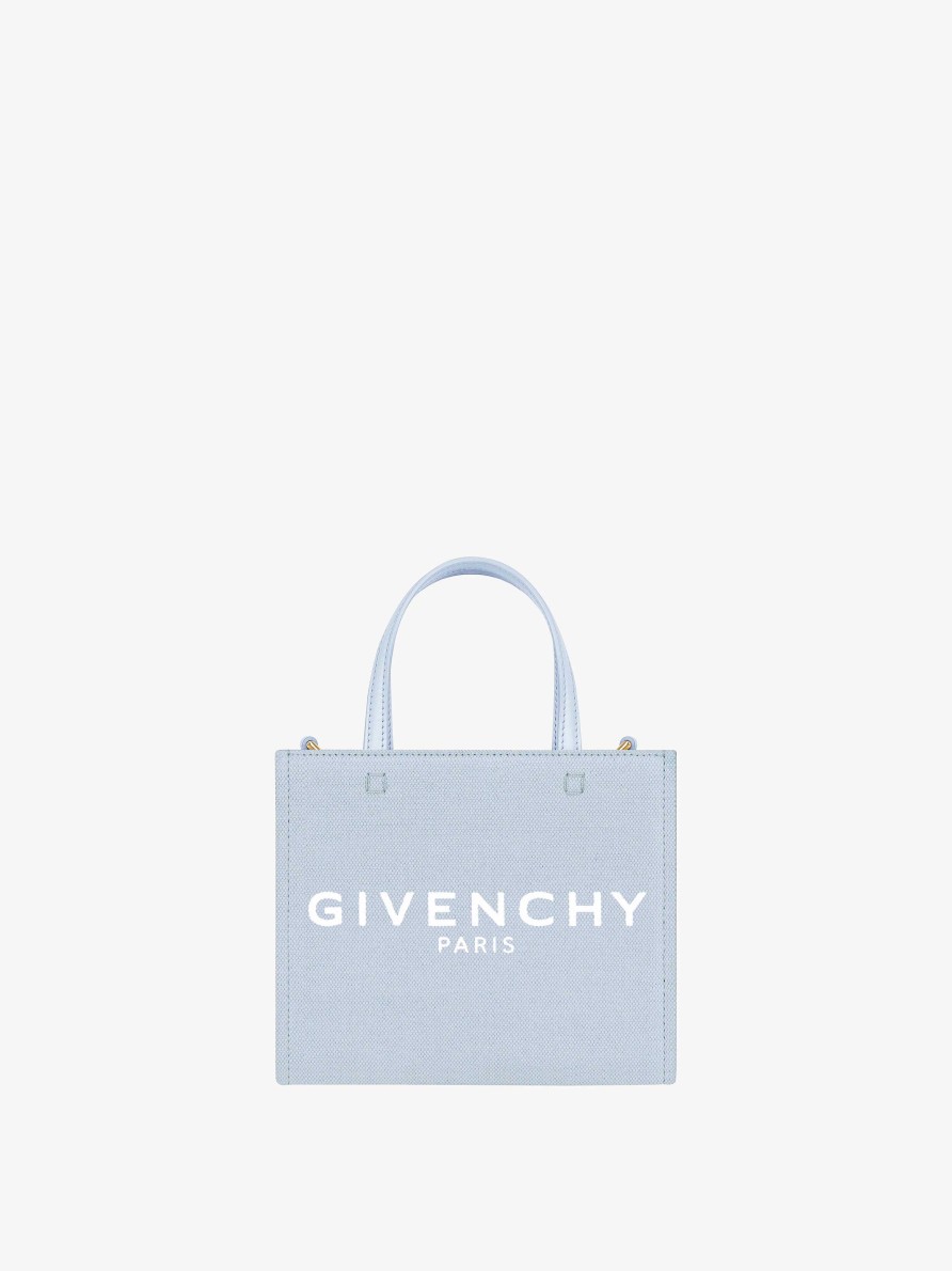 Donne Givenchy Borsa G | Borsa Shopping Mini G-Tote In Tela Nuvola Blu