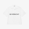 Uomini Givenchy Camicie | Camicia Hawaiana Boxy Fit Di Givenchy In Popeline Bianco Nero