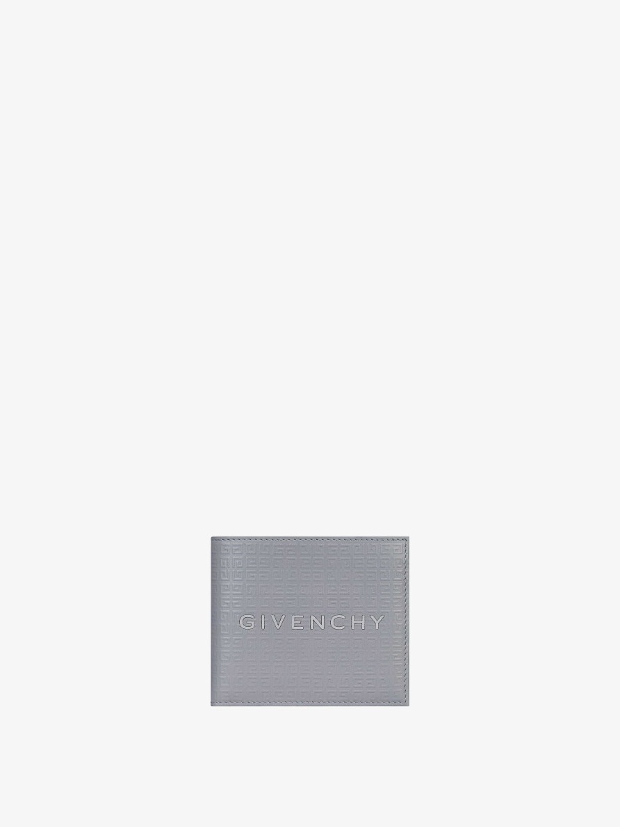 Uomini Givenchy Piccola Pelletteria | Portafoglio Givenchy In Micro Pelle 4G Grigio Chiaro