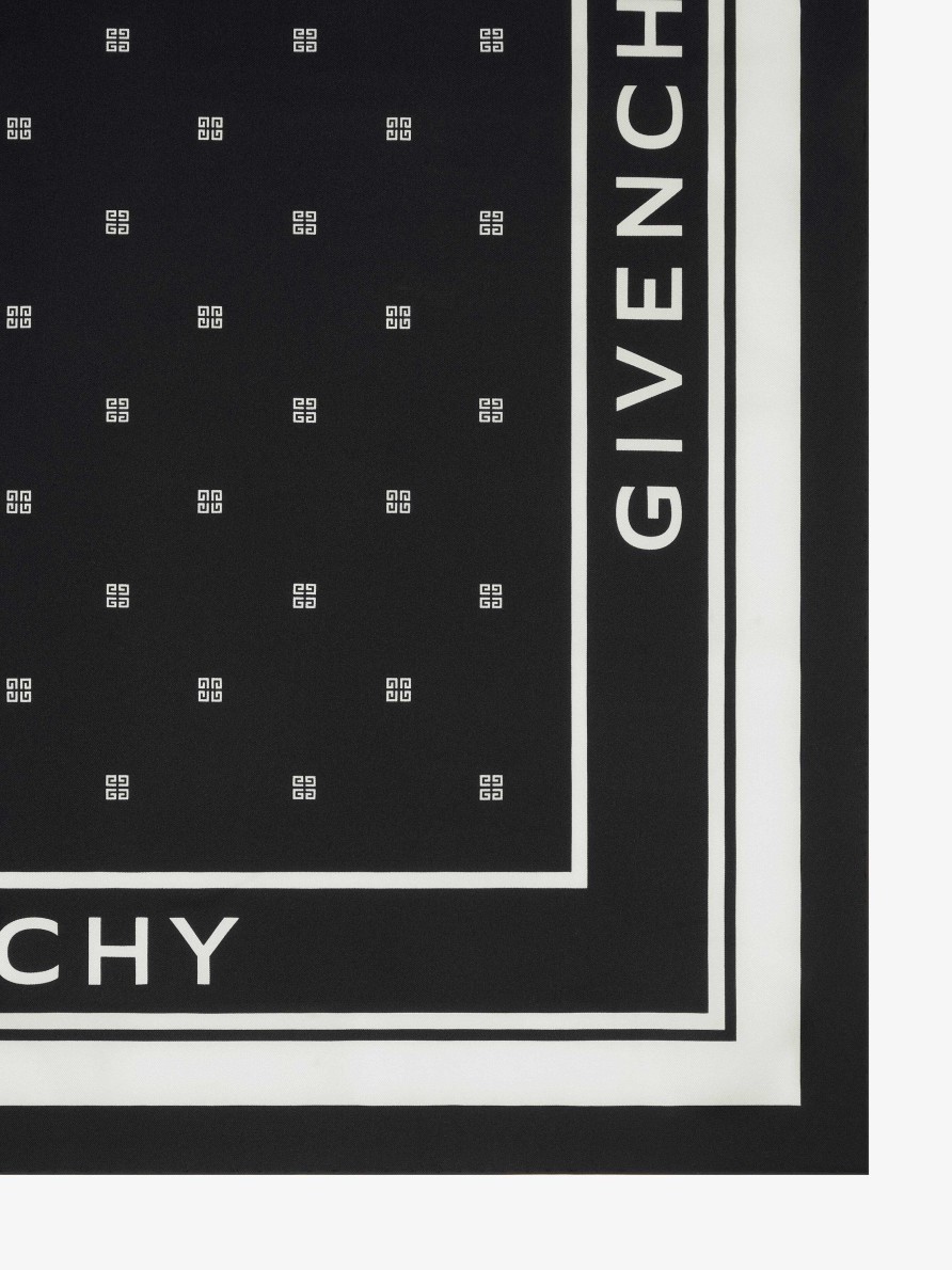 Donne Givenchy Sciarpe | Quadrato In Seta 4G Nero Bianco