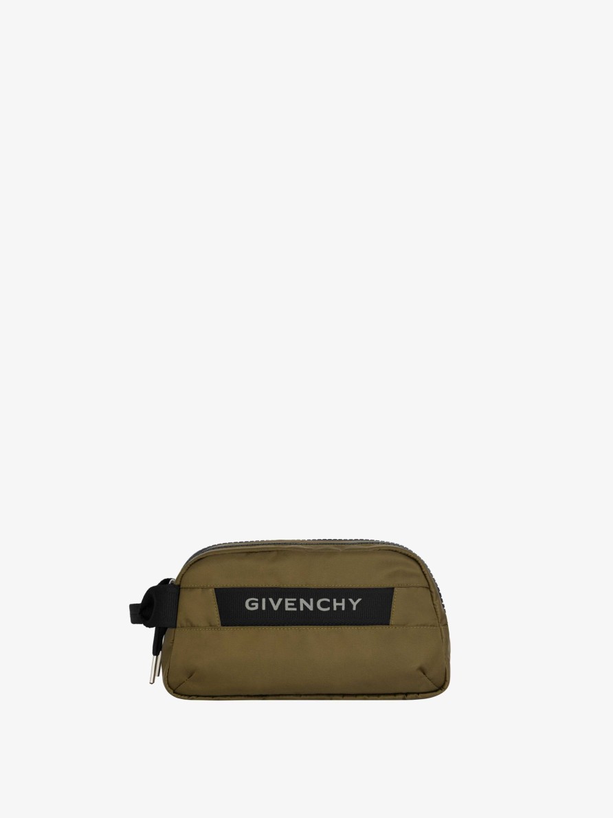 Uomini Givenchy Piccola Pelletteria | Borsa Igienica G-Trek In Nylon Cachi