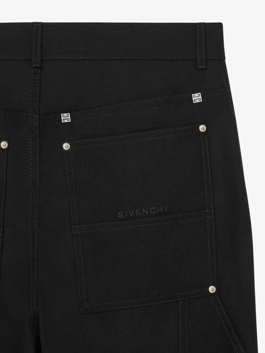 Uomini Givenchy Pantaloni | Pantaloni Carpentiere In Flanella Di Lana Nero