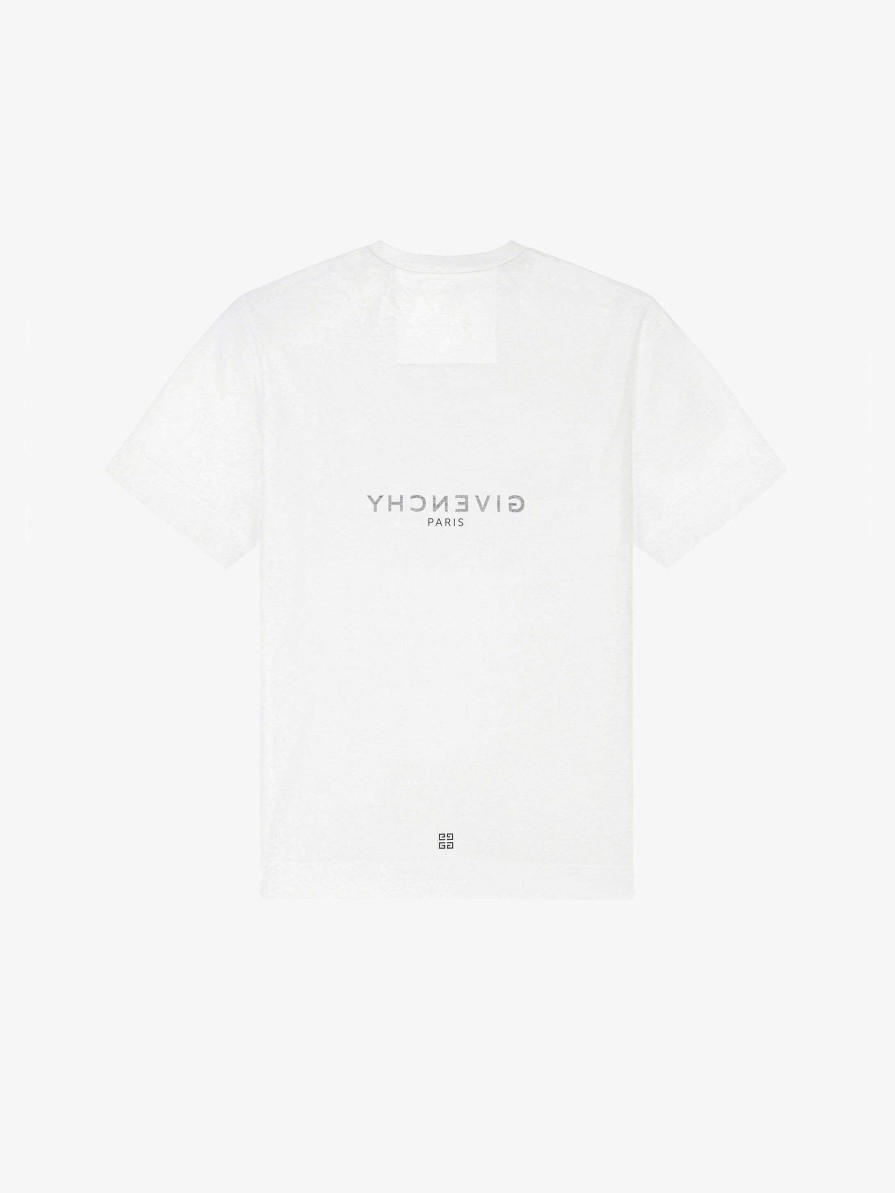 Uomini Givenchy Magliette | T-Shirt Oversize Reverse Di Givenchy In Cotone Bianco