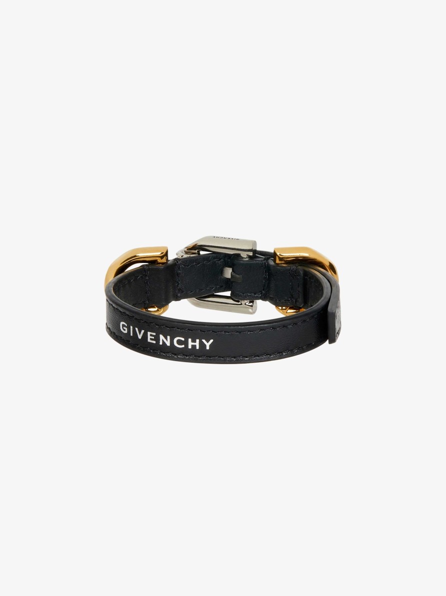 Donne Givenchy Gioielleria | Bracciale Voyou In Pelle E Metallo Nero