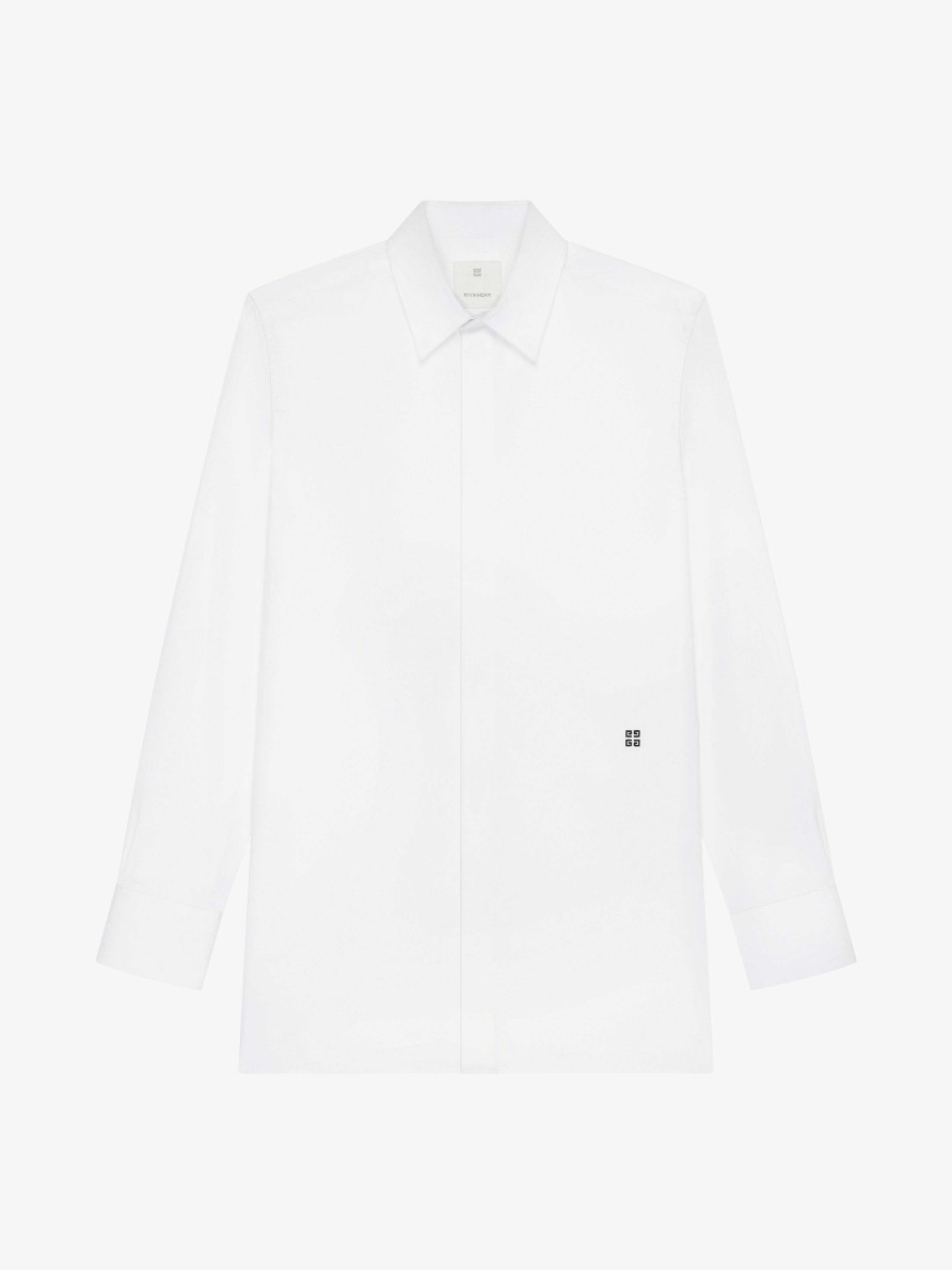 Uomini Givenchy Camicie | Camicia In Popeline Bianco Nero