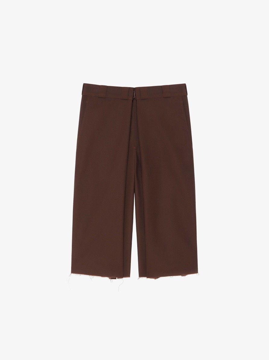 Uomini Givenchy Pantaloncini | Bermuda Chino Extra Larghi In Tela Marrone