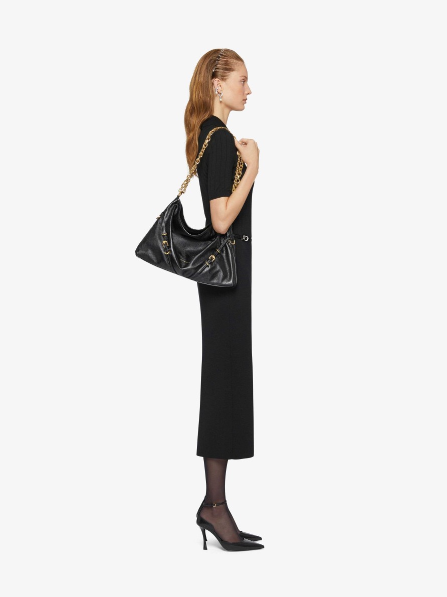 Donne Givenchy Voi | Borsa Media Con Catena Voyou In Pelle Nero