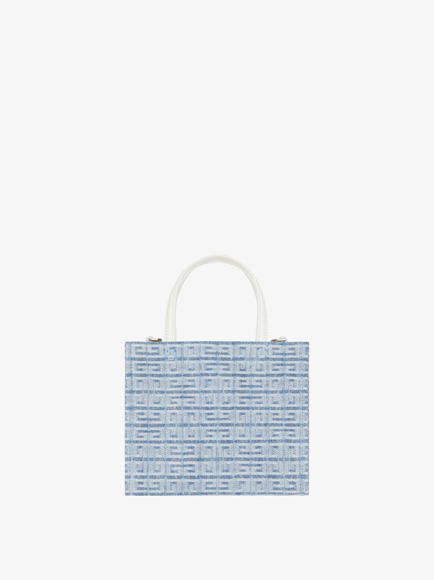 Donne Givenchy Borsa G | Borsa Shopping Mini G-Tote In Denim 4G Azzurro