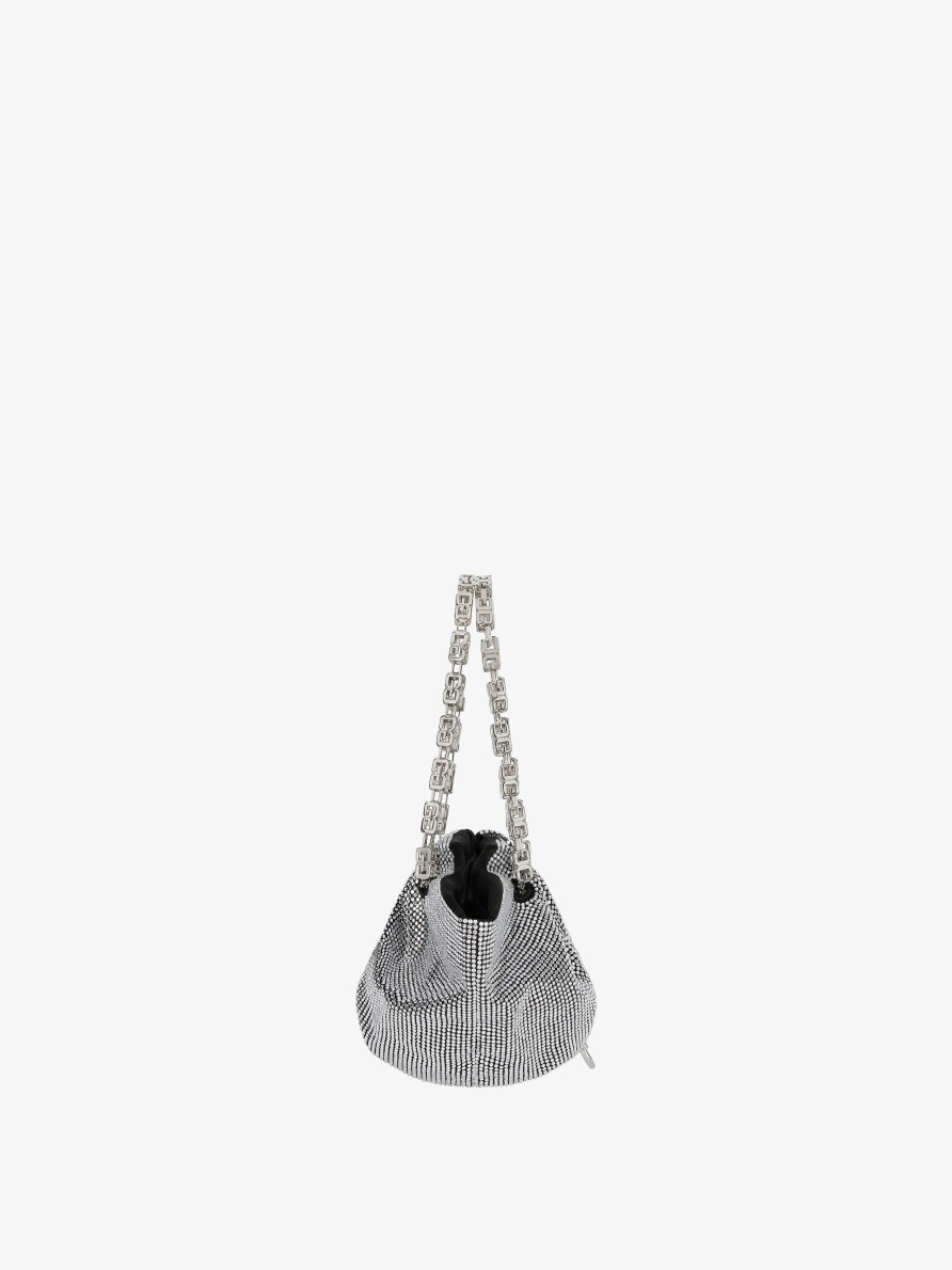 Donne Givenchy Borse Mini E Micro | Borsa Kenny Mini In Raso Con Strass Nero