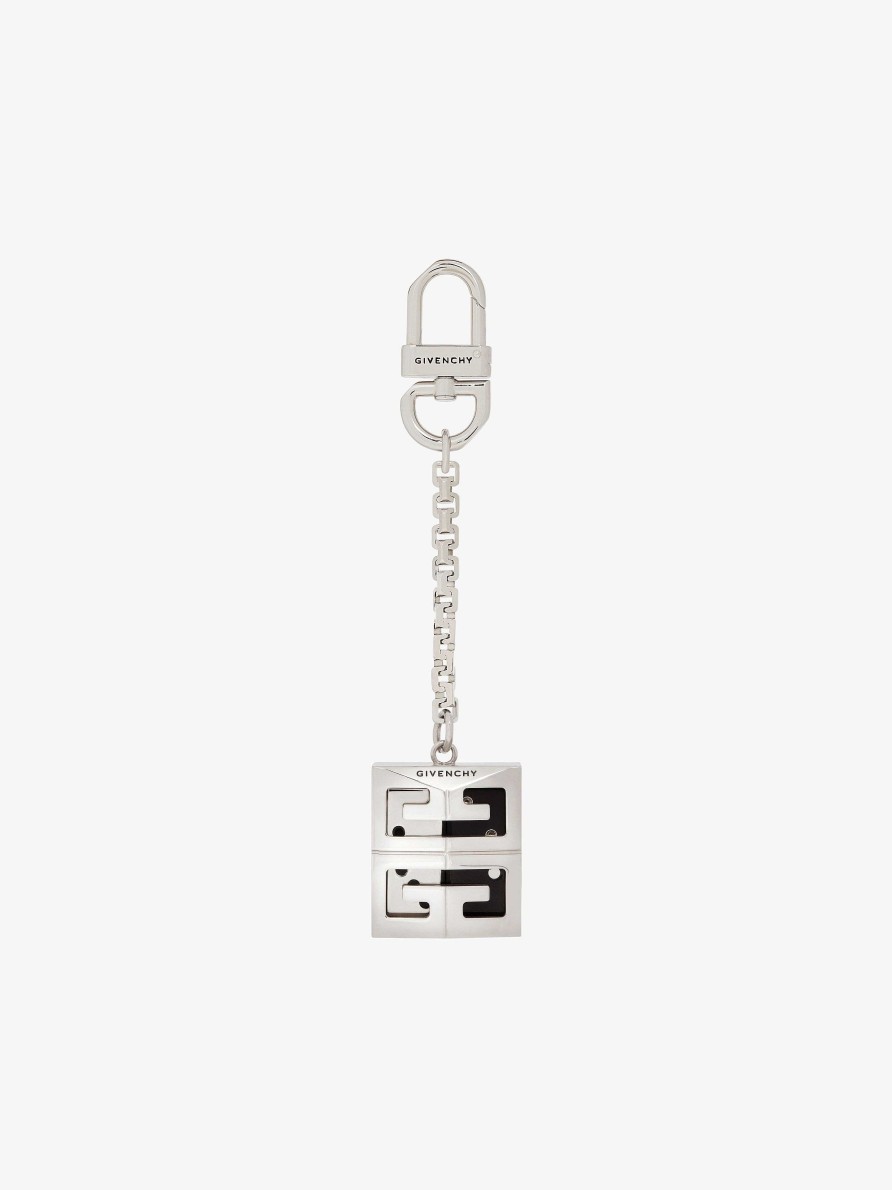 Uomini Givenchy Altri Accessori | Portachiavi Porta Dadi Con Lucchetto 4G Argenteo