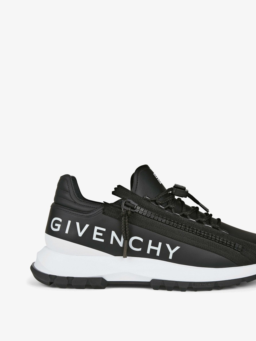 Uomini Givenchy Scarpe Da Ginnastica | Sneakers Spectre Runner In Pelle Con Zip Nero Bianco