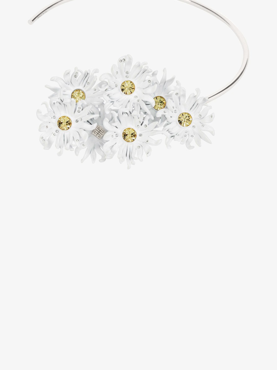 Donne Givenchy Gioielleria | Collana Daisy Torque In Metallo E Smalto Con Cristalli Bianco