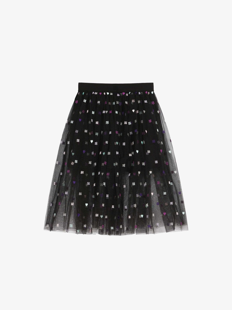 Donne Givenchy Ragazza (Da 4 A 12 Anni) | Gonna In Tulle 4G Nero