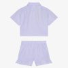 Donne Givenchy Ragazza (Da 4 A 12 Anni) | Completo Camicia E Pantaloncini College Di Givenchy Con Righe Bianco Blu