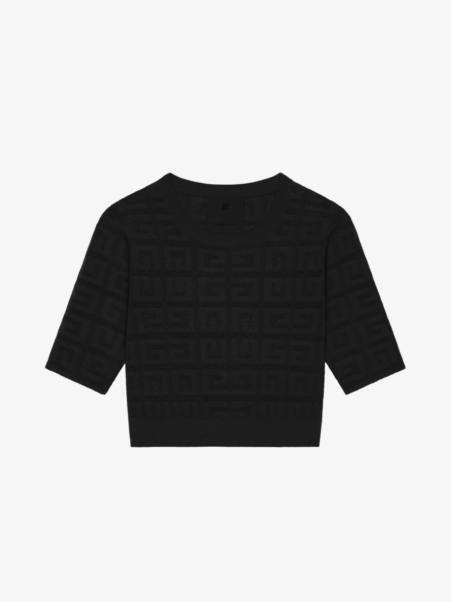 Donne Givenchy Maglieria | Maglia Cropped In Jacquard 4G Nero