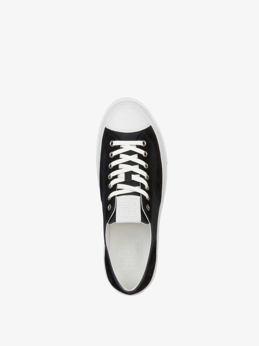 Uomini Givenchy Scarpe Da Ginnastica | Sneakers City Di Givenchy In Tela E Pelle Scamosciata Nero