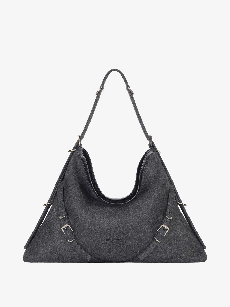 Donne Givenchy Voi | Borsa Voyou Grande In Cashmere Grigio Medio