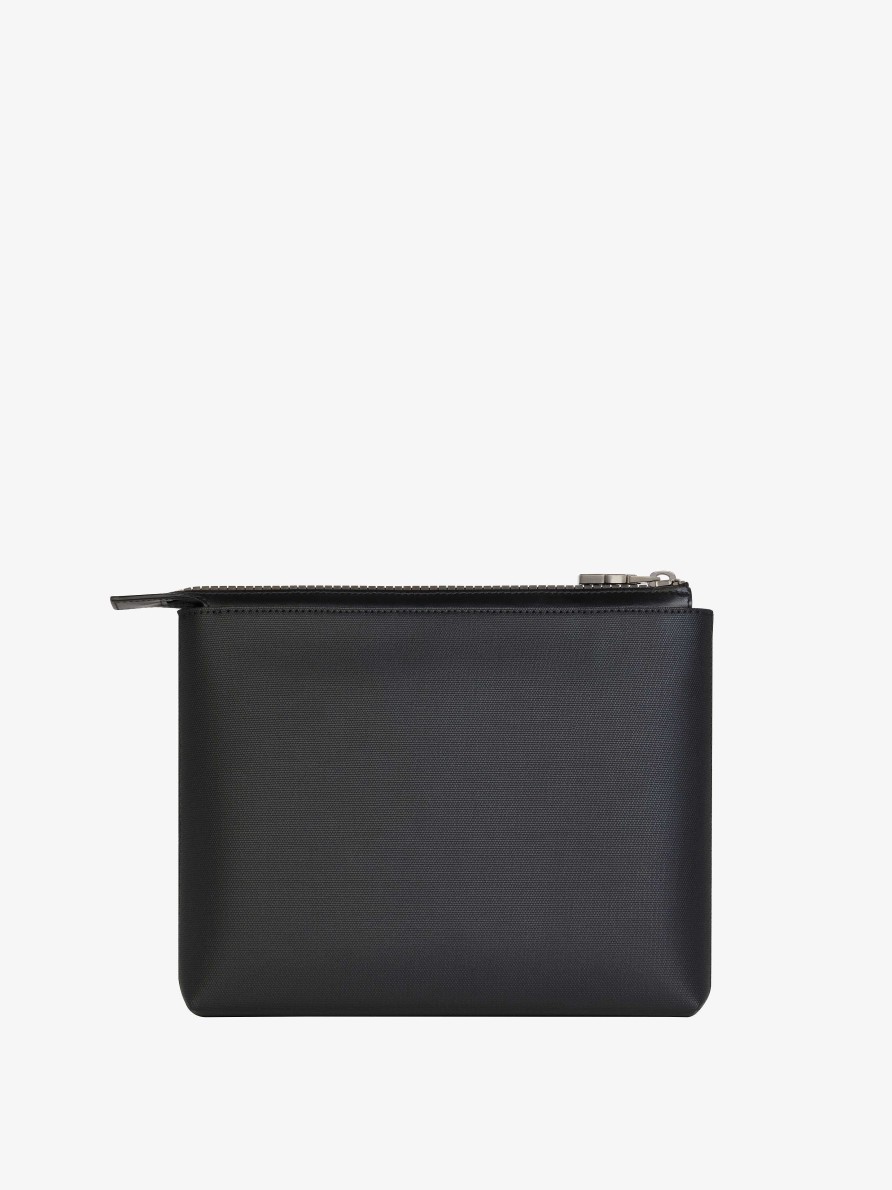 Uomini Givenchy Piccola Pelletteria | Pochette Da Viaggio Givenchy In Tela Spalmata Nero