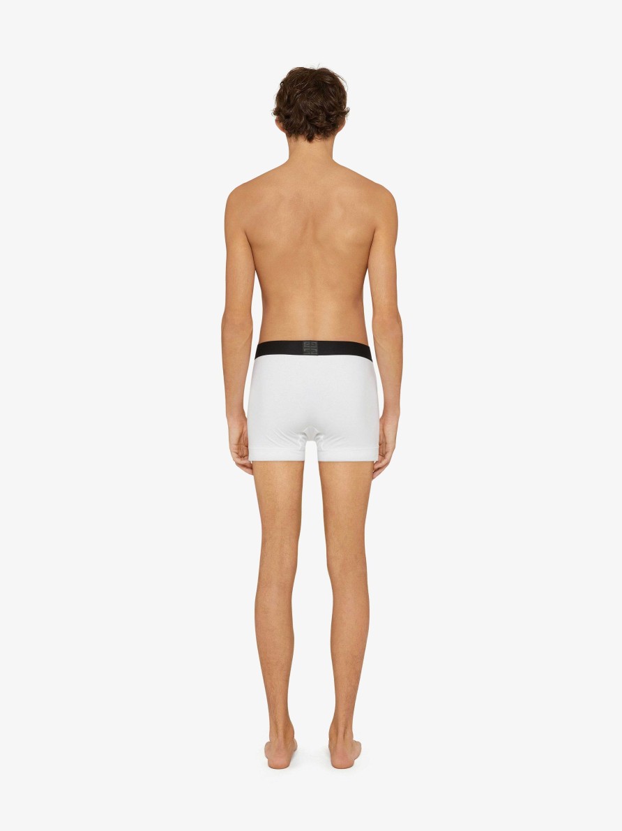 Uomini Givenchy Biancheria Intima | Boxer Givenchy 4G In Maglia Bianco