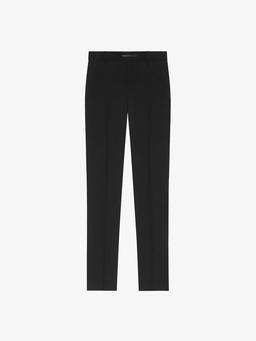 Uomini Givenchy Pantaloni | Pantaloni Sartoriali Slim Fit In Lana Nero