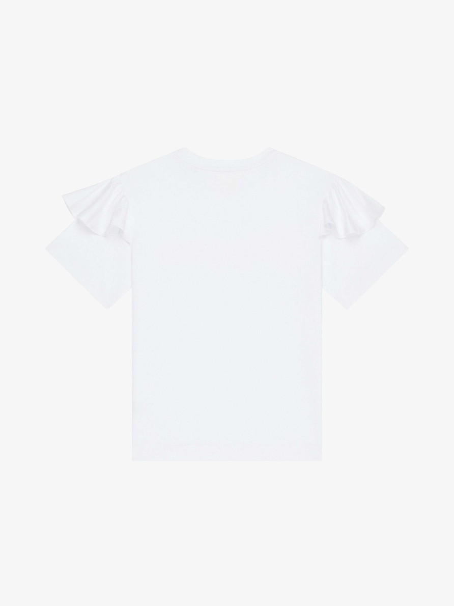 Donne Givenchy Ragazza (Da 4 A 12 Anni) | T-Shirt In Jersey Con Volant Bianco