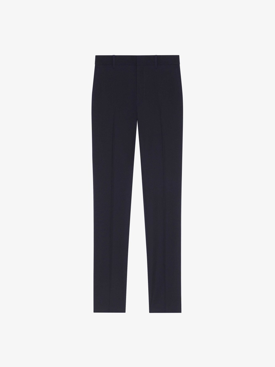 Uomini Givenchy Pantaloni | Pantaloni Slim Fit In Lana Marina Militare